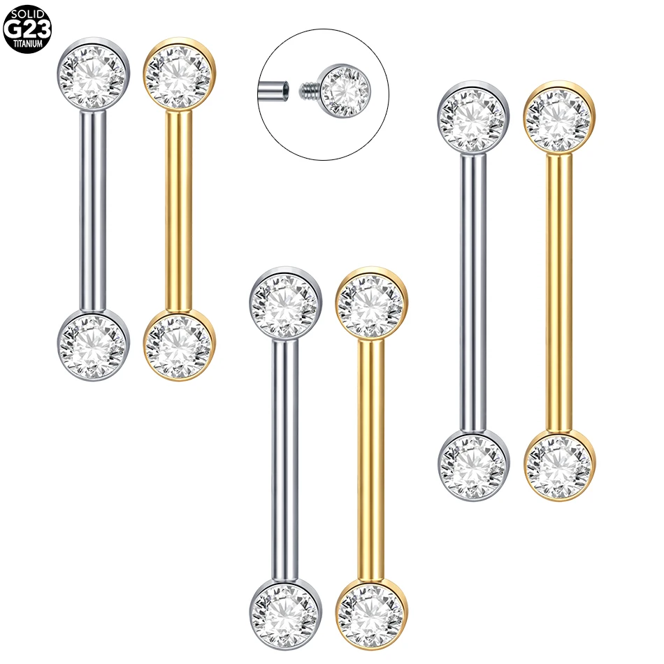 Body Jewelry Implant Grade Titanium - 1/5pcs Implant เกรดไทเทเนียมเกลียวภายในหัวนม Barbell CZ ชุดปลายบอลผู้หญิงหัวนม