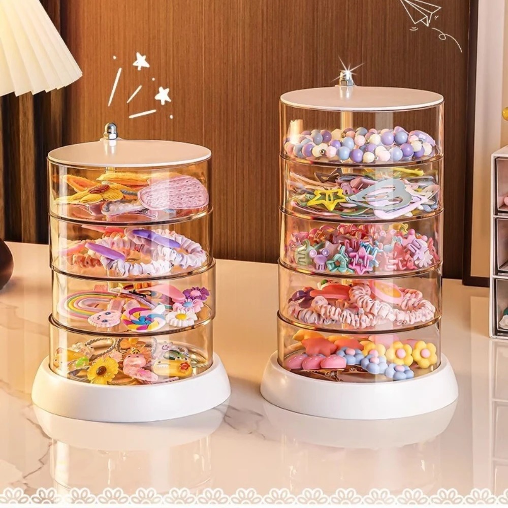 Body Jewelry Organizer - กล่องเก็บอุปกรณ์เสริมผมแบบหมุนได้ 360 องศา กล่องเก็บของพลาสติกขนาดกะทัดรัด กล่องโชว์หลายชั้นสำหรับวางบนโต๊ะสำหรับเด็กผู้หญิง ใส่เครื่องประดับ