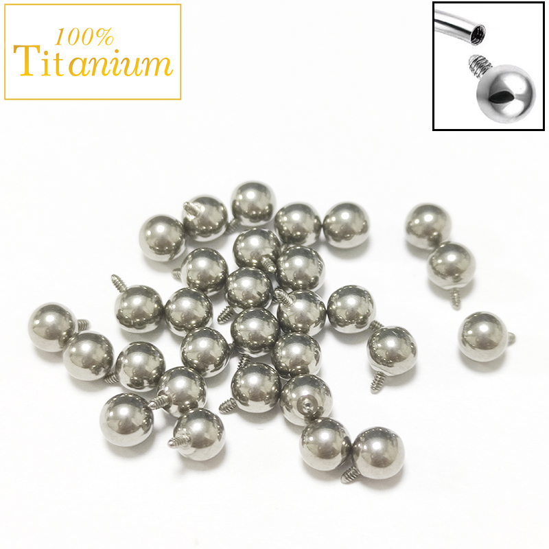 Body Jewelry Implant Grade Titanium - 10ชิ้นฝังกระจกไทเทเนียม G23 ASTM เกลียวภายใน2/2.5/3/4/5มมบอลด้านบนเจาะเครื่องประดับ