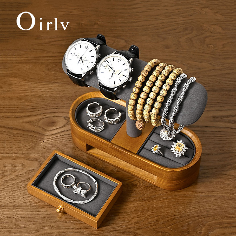 Body Jewelry Organizer - Oirlv ไม้เนื้อแข็งนาฬิกาออแกไนเซอร์ชั้นวาง T-bar นาฬิกาผู้ถือออแกไนเซอร์ตู้โชว์สร้อยข้อมือกําไลข้อมือเครื่องประดับยืนแสดงนาฬิกาการจัดเก็บ