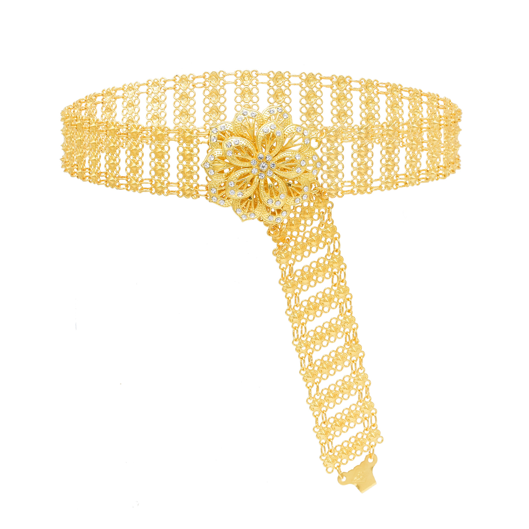 Body Jewelry Indian - โลหะสีทองขนาดใหญ่ 3D ดอกไม้ Charms Body Chain