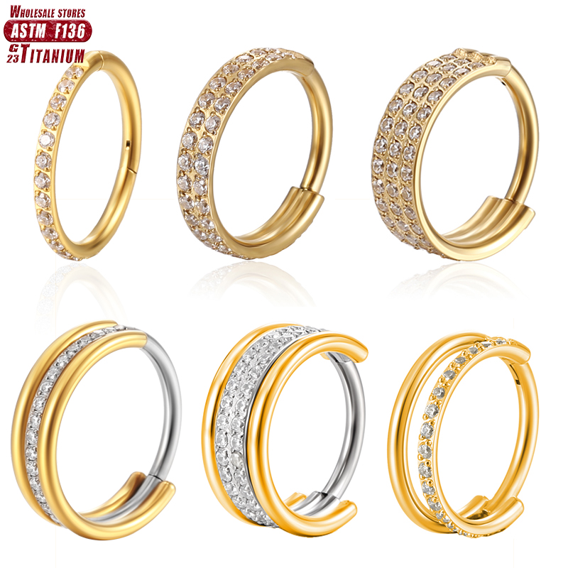 Body Jewelry Implant Grade Titanium - F136 ไทเทเนียมแหวนจมูก Implant เกรดบานพับไม่มีรอยต่อต่างหู Clicker Hoop
