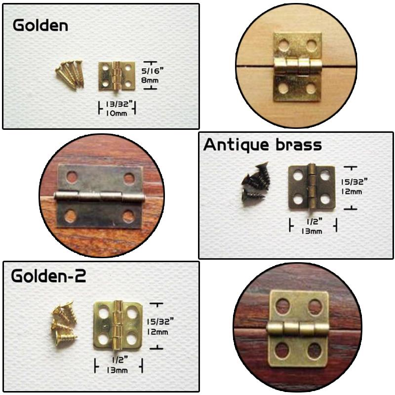 Body Jewelry Display Case - 10/20/50 ชุดมินิทองเหลืองโบราณ Golden เครื่องประดับหน้าอกของขวัญไวน์ไม้เพลงกล่องบานพับตุ๊กตาประตูสกรู 8x10 12x13