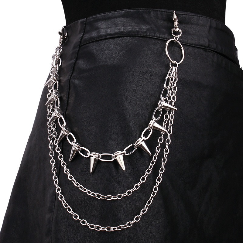 Body Jewelry Waist - โซ่คาดเอวสไตล์ฮิปฮอป พังก์ร็อก เมทัล สำหรับผู้ชายและผู้หญิง ใช้เป็นพวงกุญแจ สายคล้องกางเกง