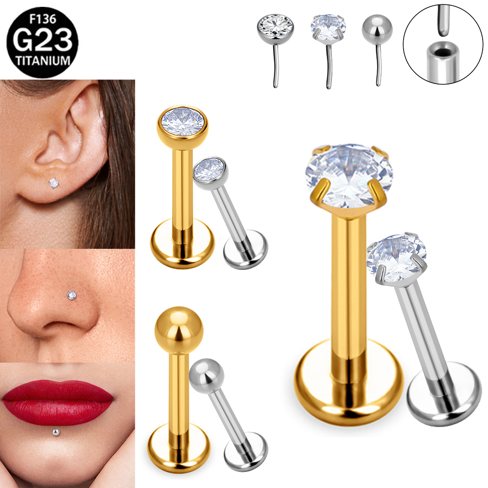 Body Jewelry Implant Grade Titanium - ต่างหูแบบติดหู/จมูก/ริมฝีปาก รุ่น F136 G23 ทำจากไทเทเนียมเกรดสำหรับฝังในร่างกาย ป้องกันการแพ้