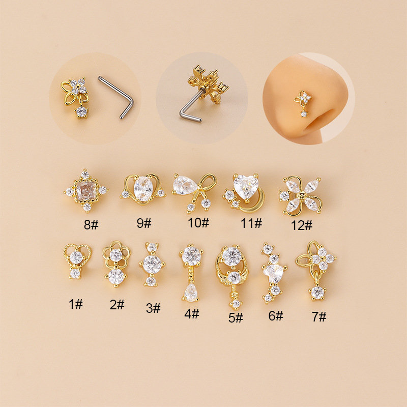 Body Jewelry Indian - 1PC 20G 316L สแตนเลสสตีล CZ Dangle
