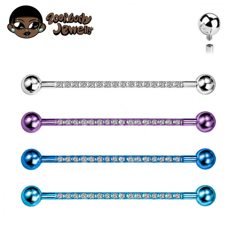 Body Jewelry Implant Grade Titanium - F136 Implant เกรดไทเทเนียม 14G ด้ายภายในอุตสาหกรรม Barbell