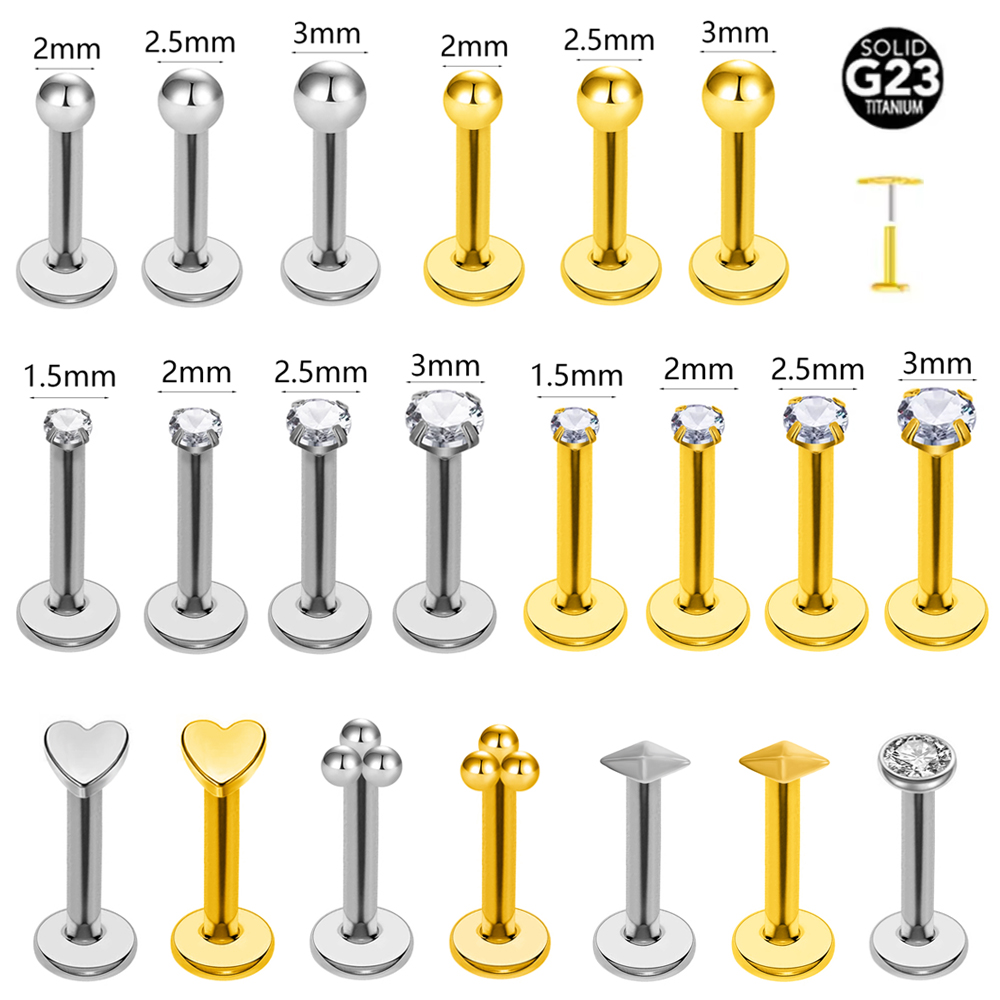 Flat Back Labret Stud - ASTM F136 G23 ไทเทเนียม Ball Tragus