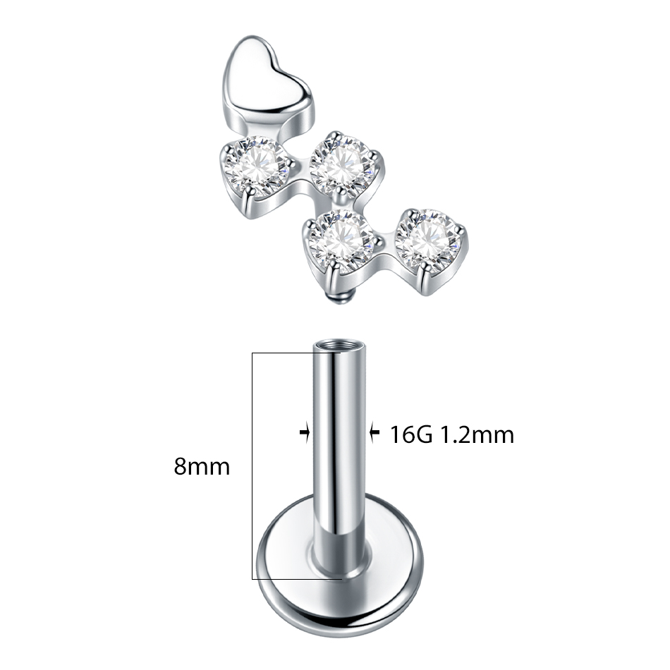1ชิ้นต่างหูหมุดเกลียวทรงกระบอก - Flat Back Labret Stud บทวิจารณ์และราคา