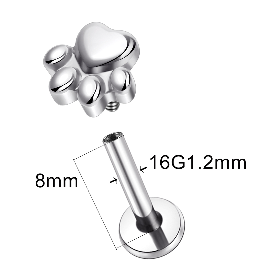 1ชิ้นต่างหูเม็ดกลมพิมพ์อุ้งเท้ - Body Jewelry Implant Grade Titanium บทวิจารณ์และราคา