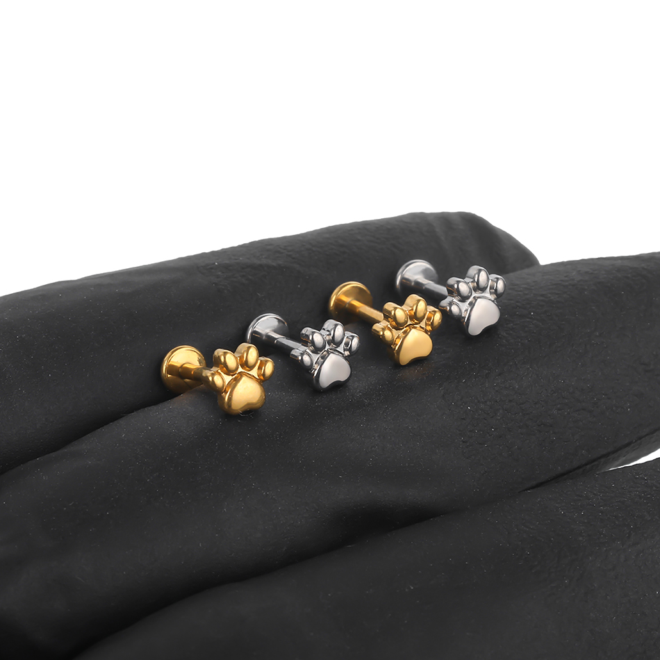 1ชิ้นต่างหูเม็ดกลมพิมพ์อุ้งเท้ - Body Jewelry Implant Grade Titanium บทวิจารณ์และราคา