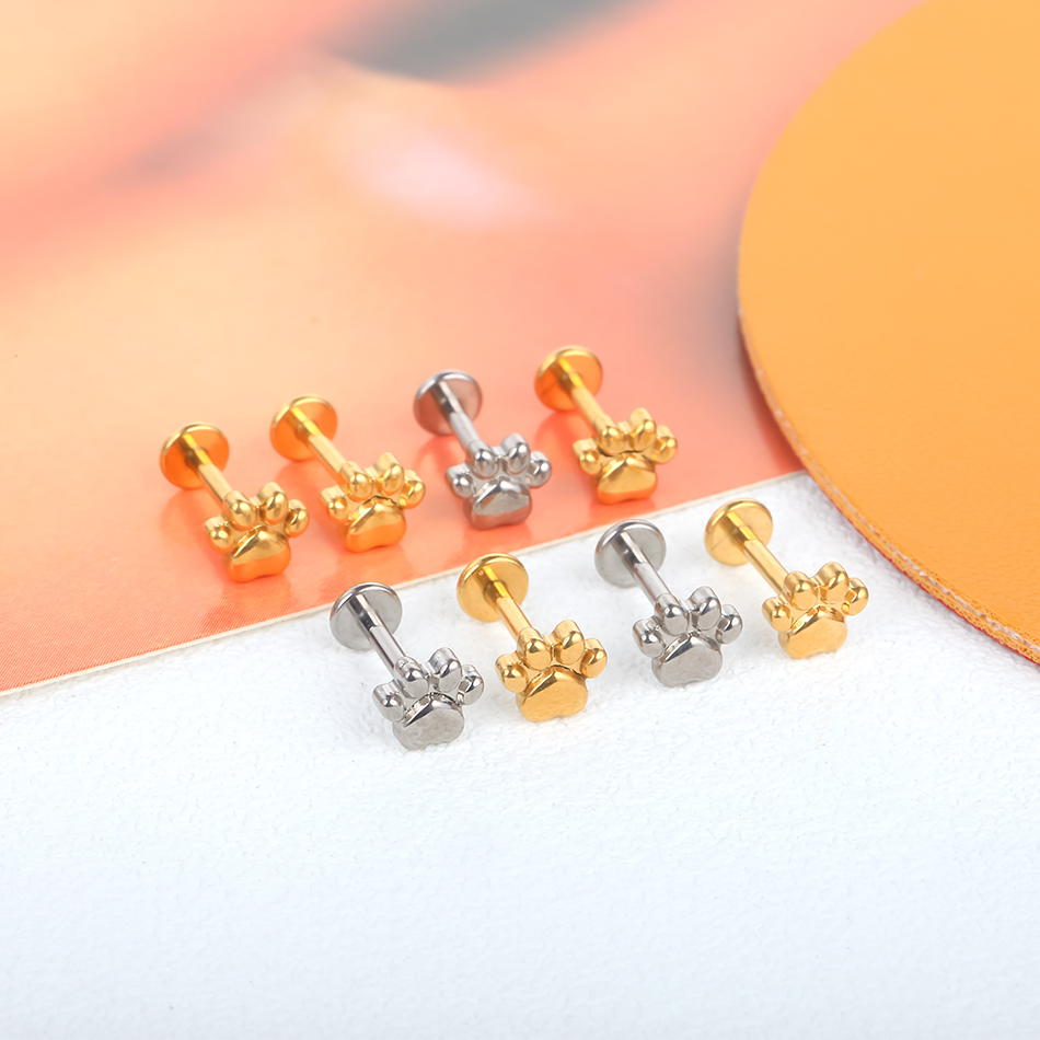 1ชิ้นต่างหูเม็ดกลมพิมพ์อุ้งเท้ - Body Jewelry Implant Grade Titanium บทวิจารณ์และราคา