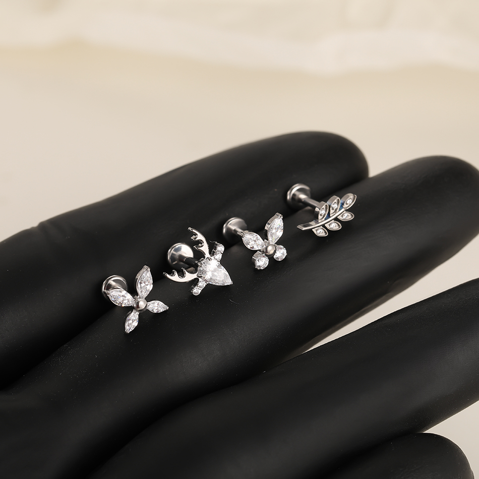 ต่างหูไทเทเนียม G23 รูปดอกไม้ป - Flat Back Labret Stud บทวิจารณ์และราคา