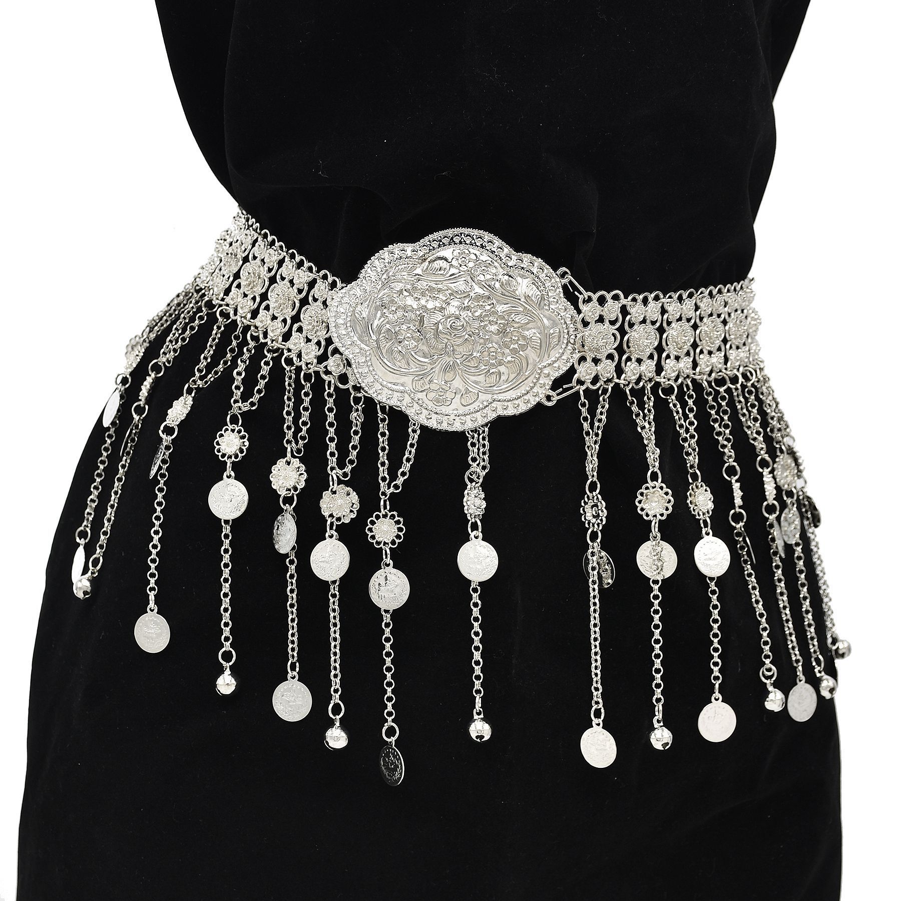 เข็มขัดคาฟตันโมร็อกโกชุบเงิน ป - Body Jewelry Indian บทวิจารณ์และราคา