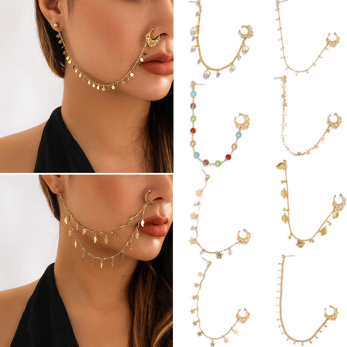 อินเดียสีทองมุกผีเสื้อพู่ต่างห - Body Jewelry Indian บทวิจารณ์และราคา