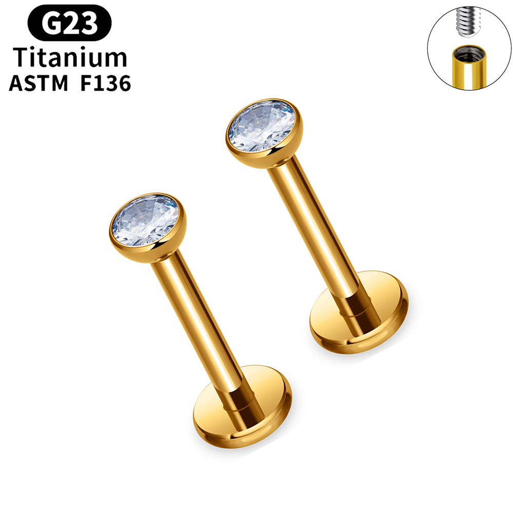 จิวเจาะริมฝีปากไทเทเนียม ASTM  - Flat Back Labret Stud บทวิจารณ์และราคา