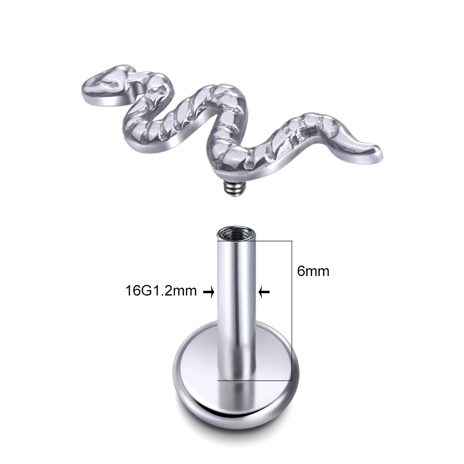 10 ชิ้น/ล็อตไทเทเนียม Viper งู - Flat Back Labret Stud บทวิจารณ์และราคา