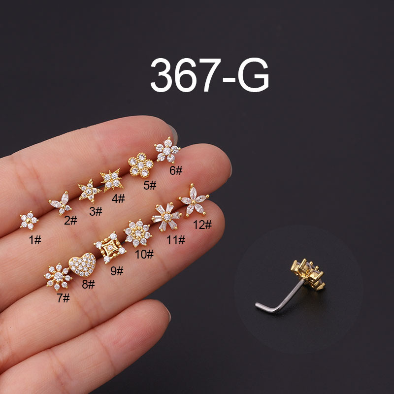 1Pc L รูปจมูก Studs สแตนเลสสตี - Body Jewelry Indian บทวิจารณ์และราคา