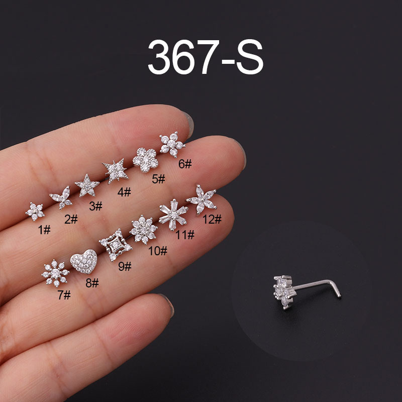 1Pc L รูปจมูก Studs สแตนเลสสตี - Body Jewelry Indian บทวิจารณ์และราคา