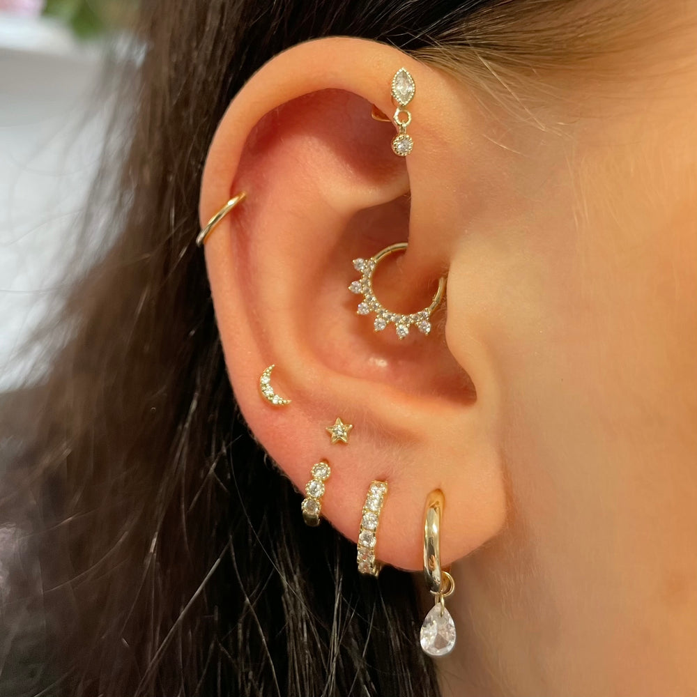 Star Moon กระดูกอ่อนต่างหูเกาห - Flat Back Labret Stud บทวิจารณ์และราคา