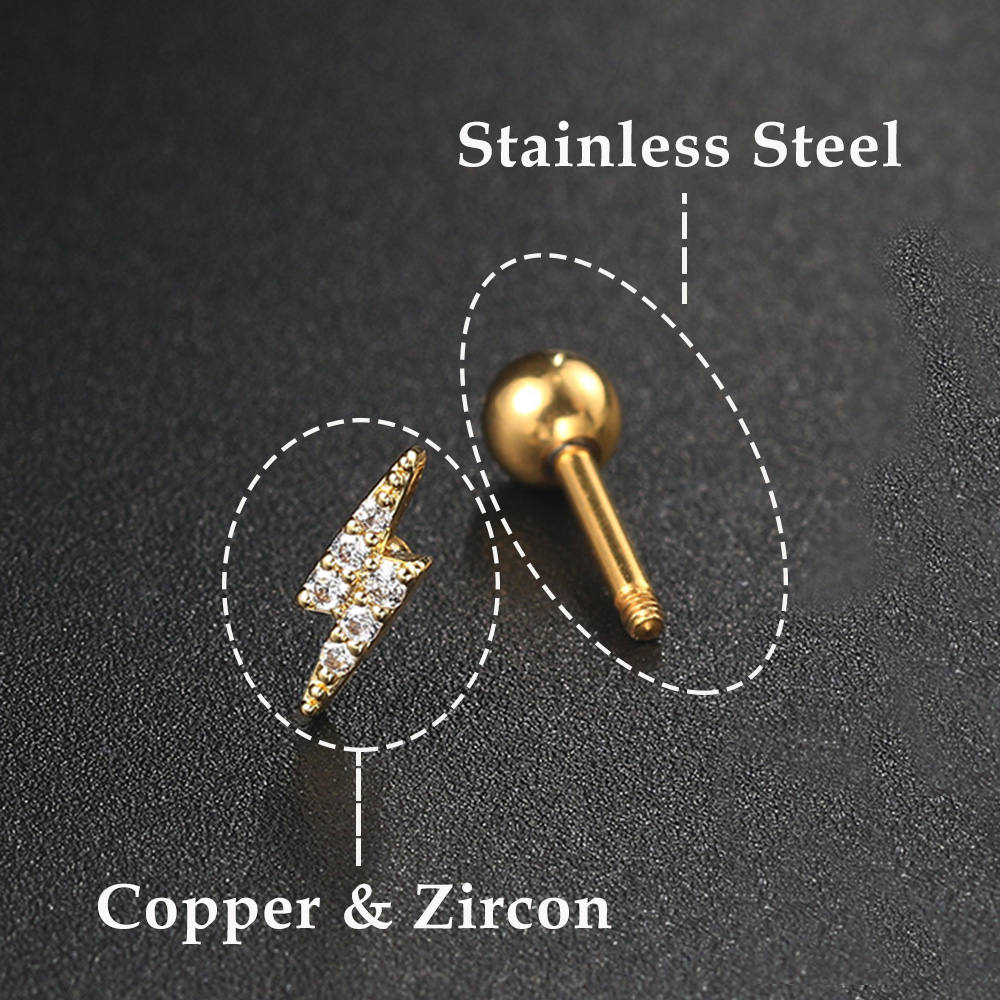 Star Moon กระดูกอ่อนต่างหูเกาห - Flat Back Labret Stud บทวิจารณ์และราคา
