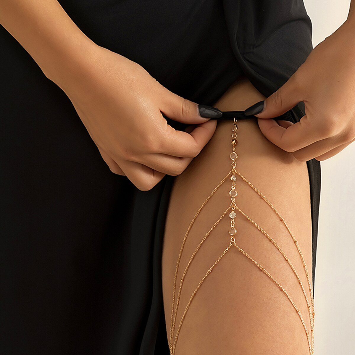 Boho แถบยืดหยุ่นคริสตัลขาต้นขา - Body Jewelry Leg Chain บทวิจารณ์และราคา