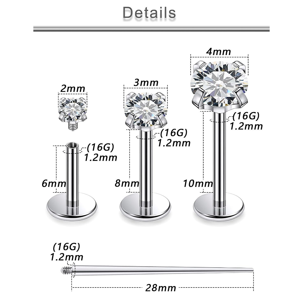 13 PCS Labret เจาะชุดเหล็กผ่าต - Flat Back Labret Stud บทวิจารณ์และราคา