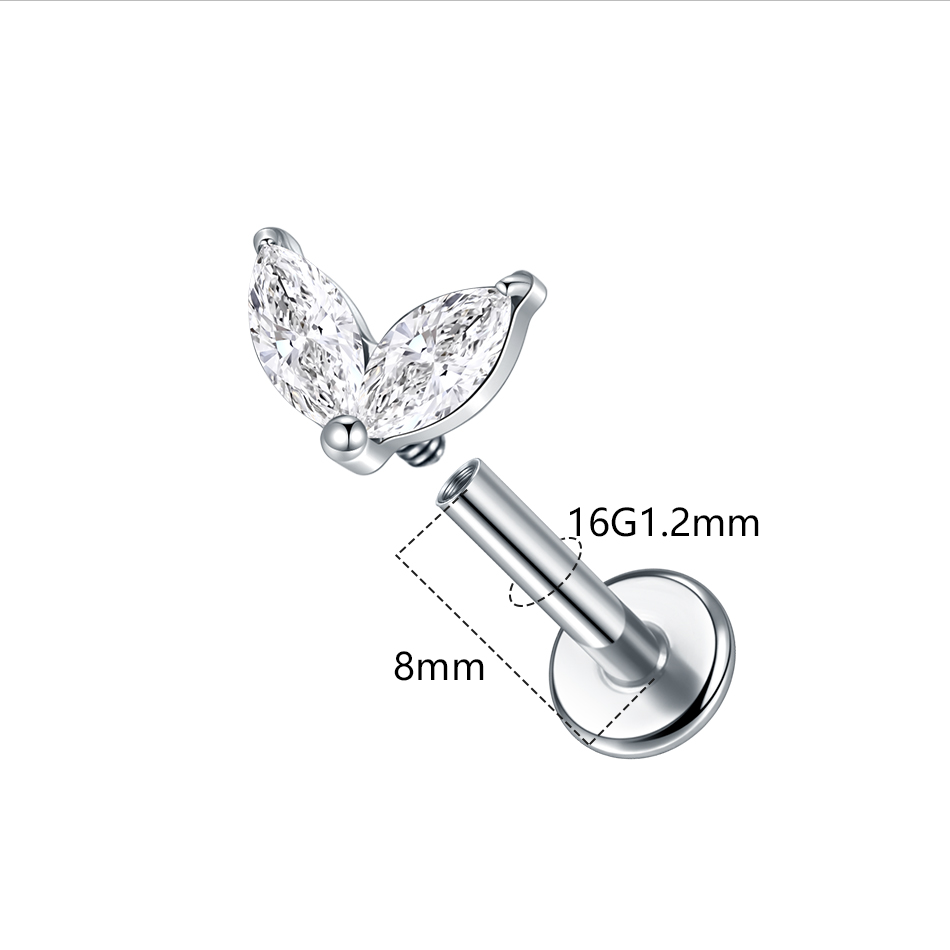 1 PC ไทเทเนียมสีขาวสีเขียว Zir - Flat Back Labret Stud บทวิจารณ์และราคา