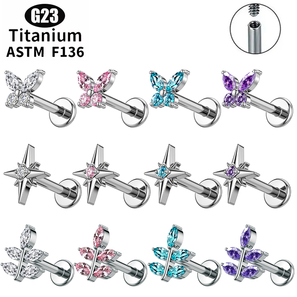 ต่างหูไทเทเนียม G23 1 ชิ้น ขนา - Flat Back Labret Stud บทวิจารณ์และราคา