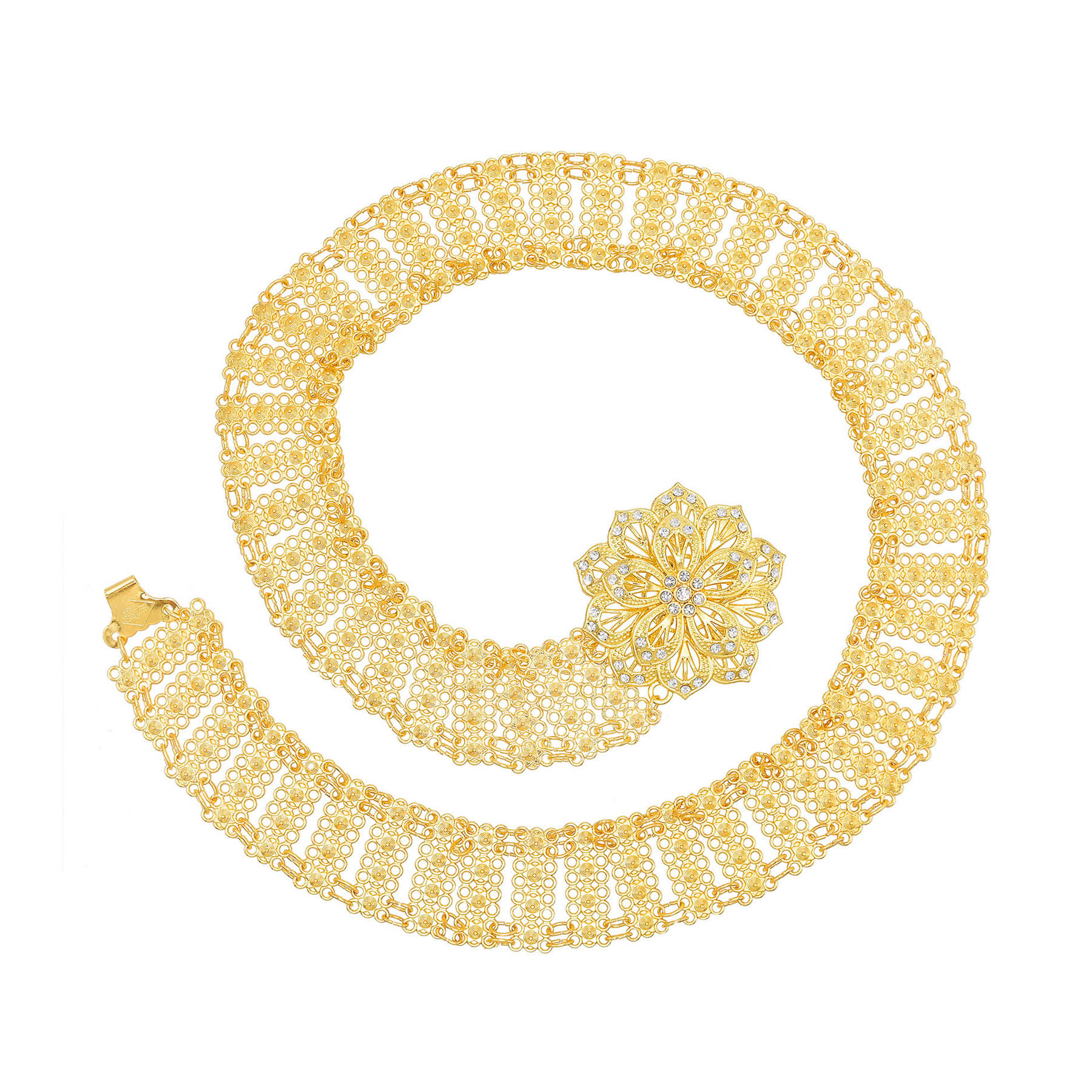 โลหะสีทองขนาดใหญ่ 3D ดอกไม้ Ch - Body Jewelry Indian บทวิจารณ์และราคา