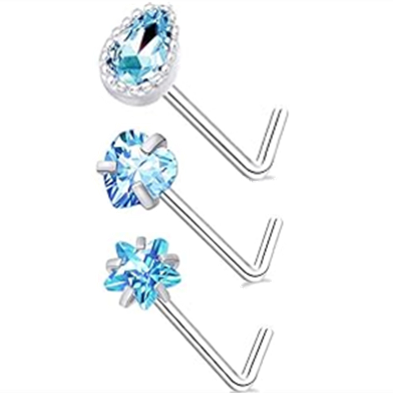 3PC สแตนเลสดอกไม้จมูกเจาะชุด L - Body Jewelry Indian บทวิจารณ์และราคา