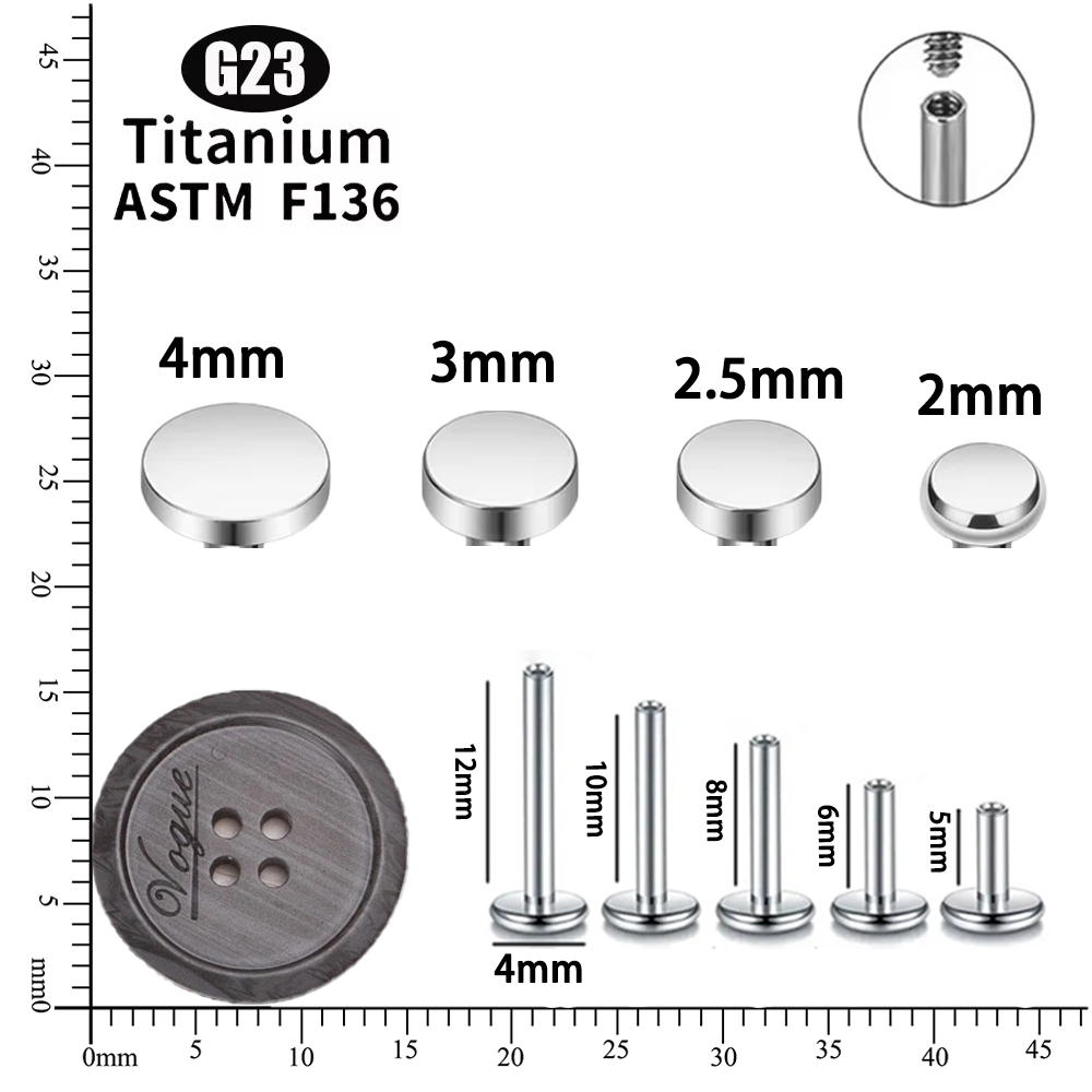 ASTM F136 ไทเทเนียมวงกลม Dot F - Flat Back Labret Stud บทวิจารณ์และราคา