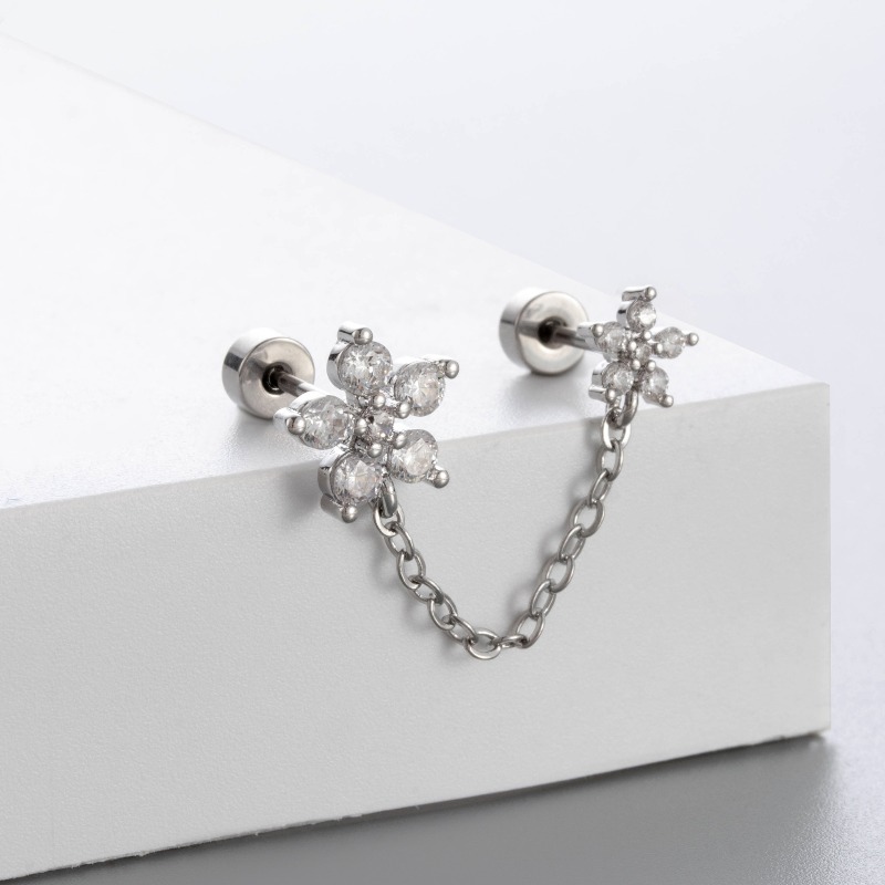 ต่างหูไทเทเนียม G23 รูปหัวใจแบ - Flat Back Labret Stud บทวิจารณ์และราคา