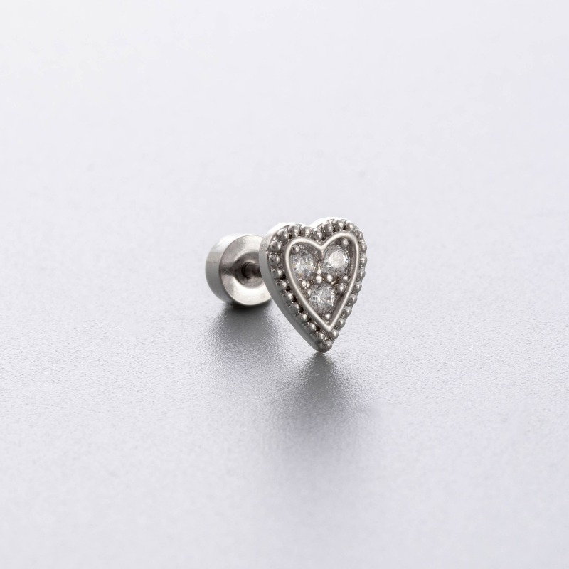 ต่างหูไทเทเนียม G23 รูปหัวใจแบ - Flat Back Labret Stud บทวิจารณ์และราคา