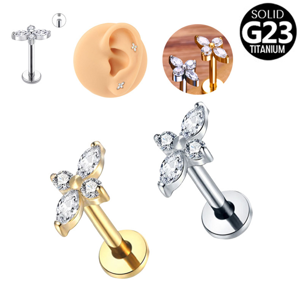 เครื่องประดับเจาะหูไทเทเนียม G - Flat Back Labret Stud บทวิจารณ์และราคา