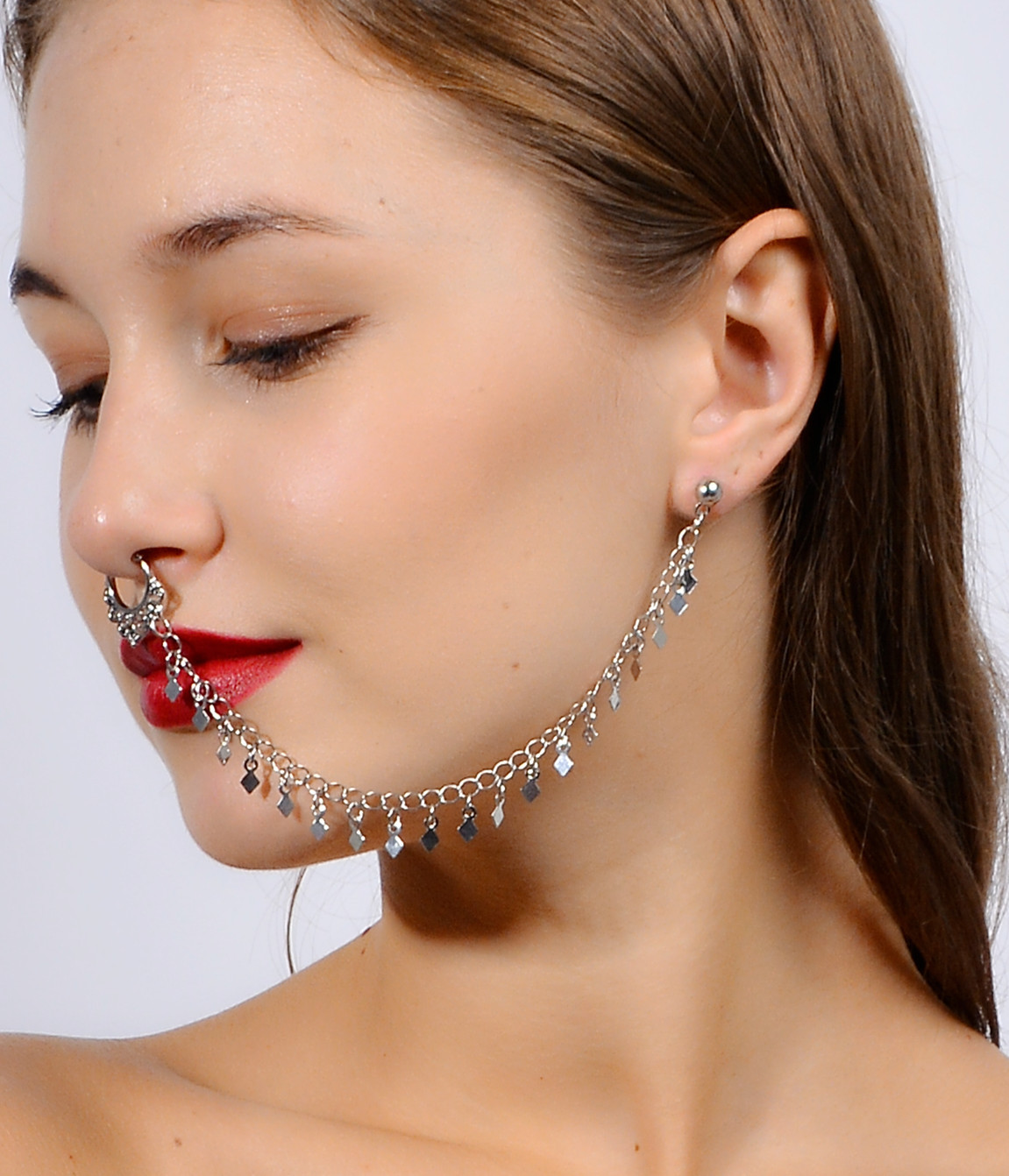 แหวนจมูกโซ่,แผ่นแขวน Hoop-Ear  - Body Jewelry Indian บทวิจารณ์และราคา
