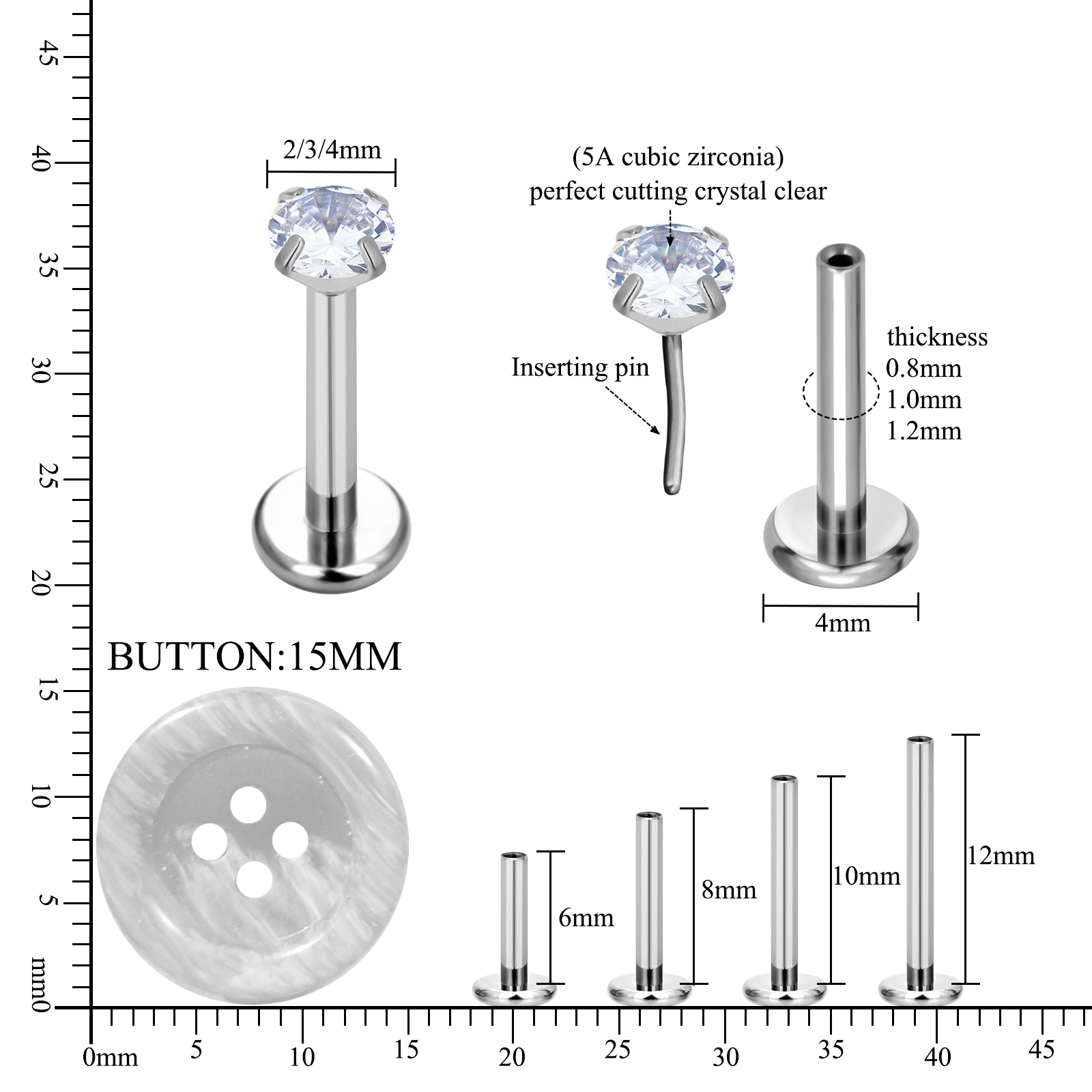 ต่างหูแบบติดหู/จมูก/ริมฝีปาก ร - Body Jewelry Implant Grade Titanium บทวิจารณ์และราคา