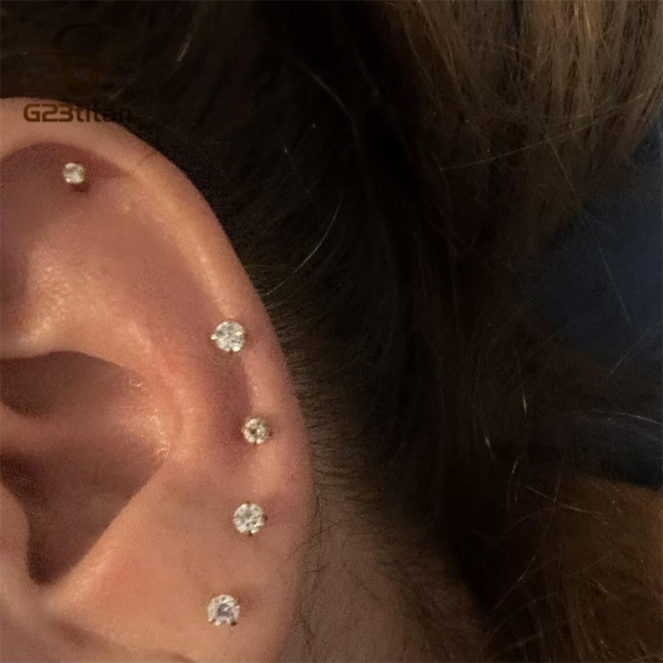 ต่างหูไทเทเนียม G23 แบบเสียบ 2 - Flat Back Labret Stud บทวิจารณ์และราคา