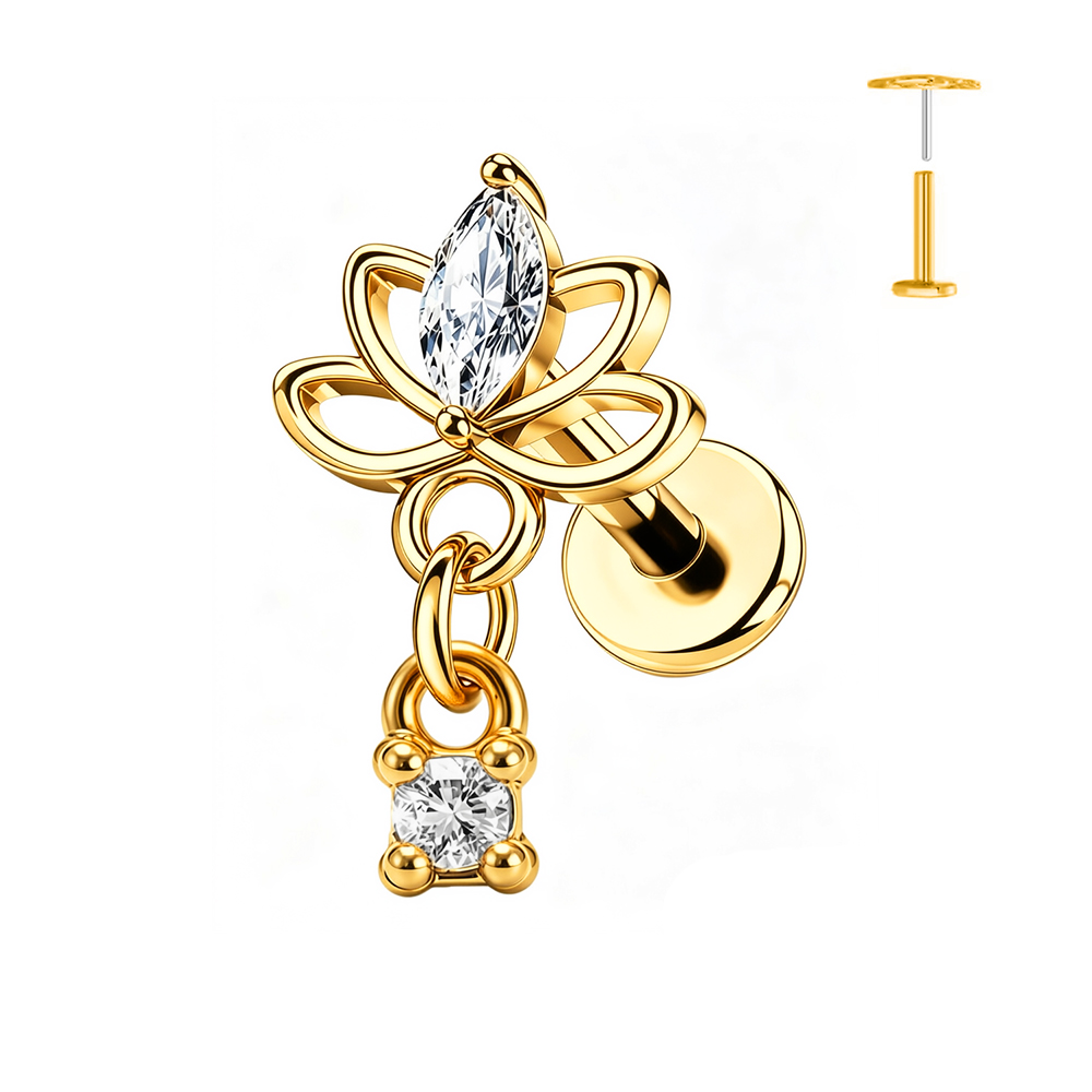 ต่างหูแบบเจาะรูปหัวใจผีเสื้อ 1 - Flat Back Labret Stud บทวิจารณ์และราคา