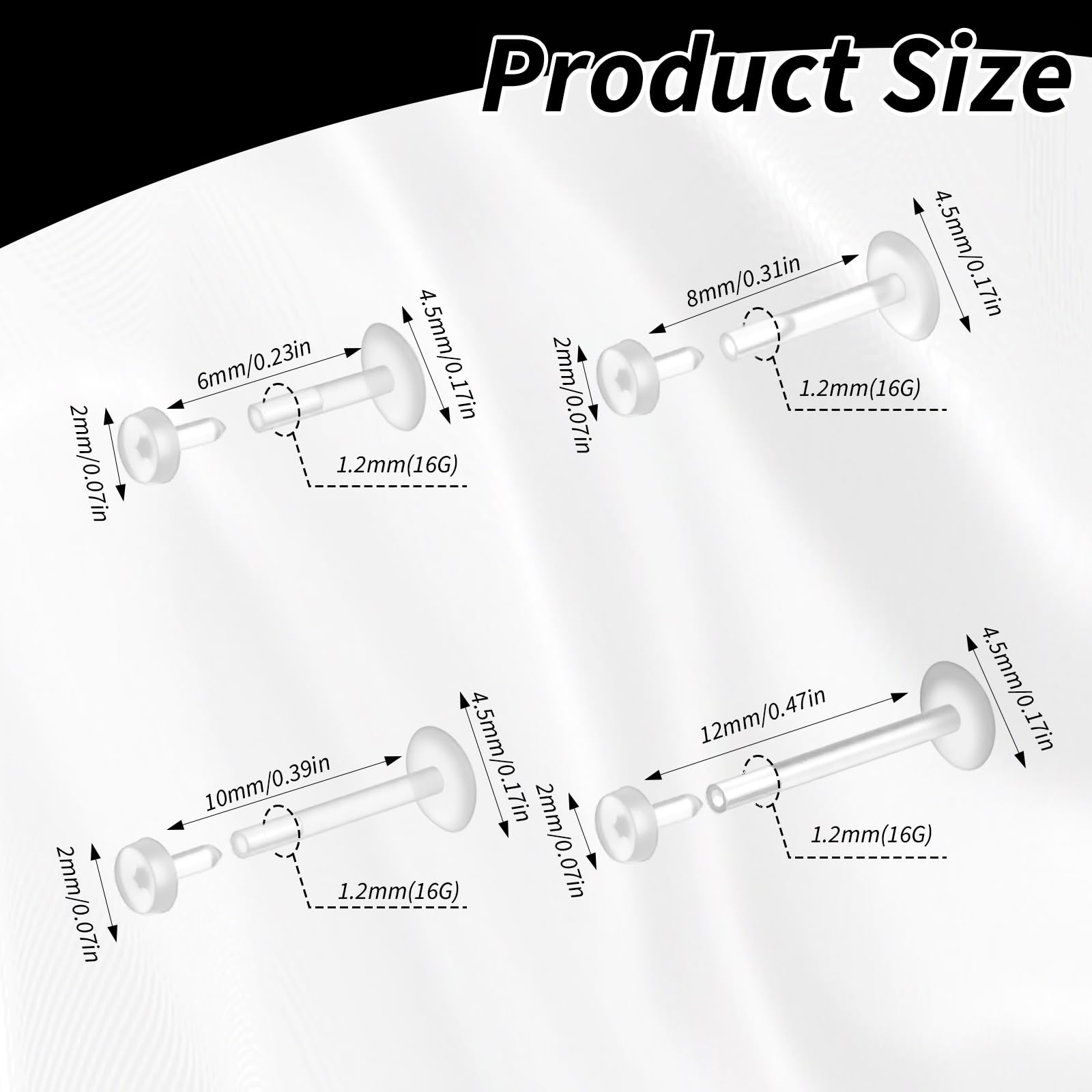 12 ชิ้นแบนกลับชัดเจนต่างหูสำหร - Flat Back Labret Stud บทวิจารณ์และราคา