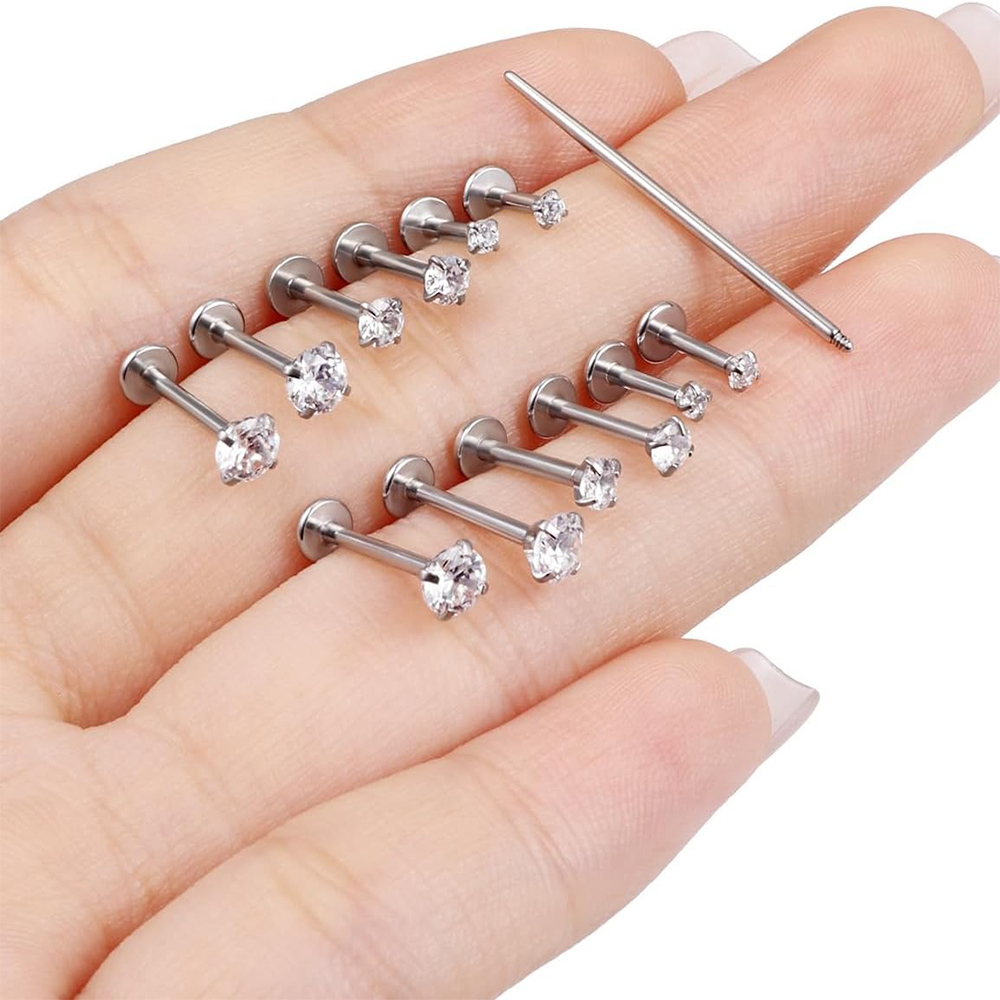 ชุดเจาะริมฝีปาก 13 ชิ้น ทำจากเ - Flat Back Labret Stud บทวิจารณ์และราคา