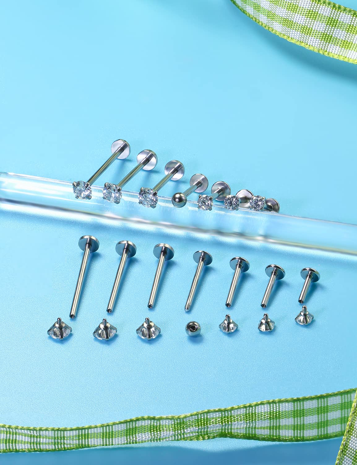 16G ขนาดแตกต่างกันแบนกลับกระดุ - Flat Back Labret Stud บทวิจารณ์และราคา