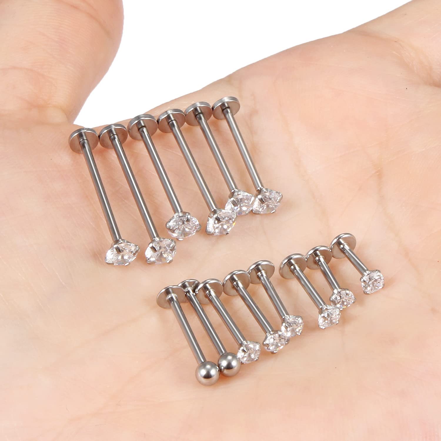 16G ขนาดแตกต่างกันแบนกลับกระดุ - Flat Back Labret Stud บทวิจารณ์และราคา